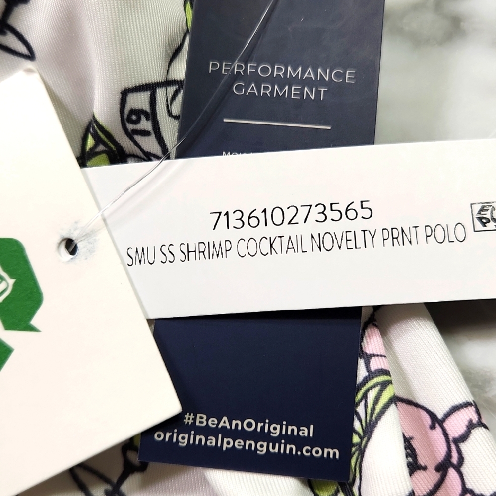 🐧Penguin golf shirt with a fun shrimp cocktail print. New, perfect condition!🍸 - Picture 10 of 10